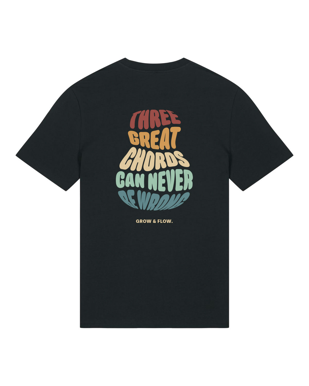 BIO T-SHIRT MIT BACKPRINT "THREE GREAT CHORDS."