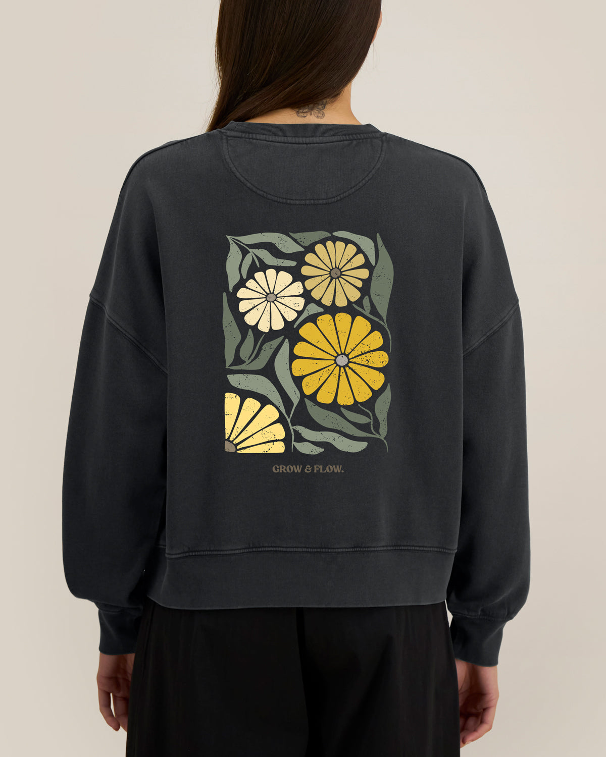 BIO FRAUEN SWEATSHIRT MIT BACKPRINT "DANDELION."