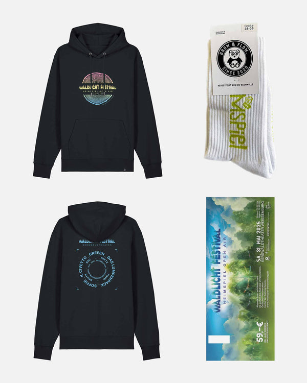 WALDLICHT FESTIVAL 2025  SPARSET MIT OFFIZIELLEM HOODIE GENDERNEUTRAL.