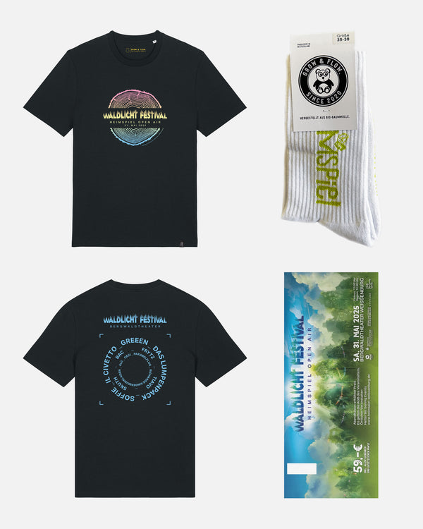 WALDLICHT FESTIVAL 2025 SPARSET MIT OFFIZIELLEM T-SHIRT GENDERNEUTRAL.