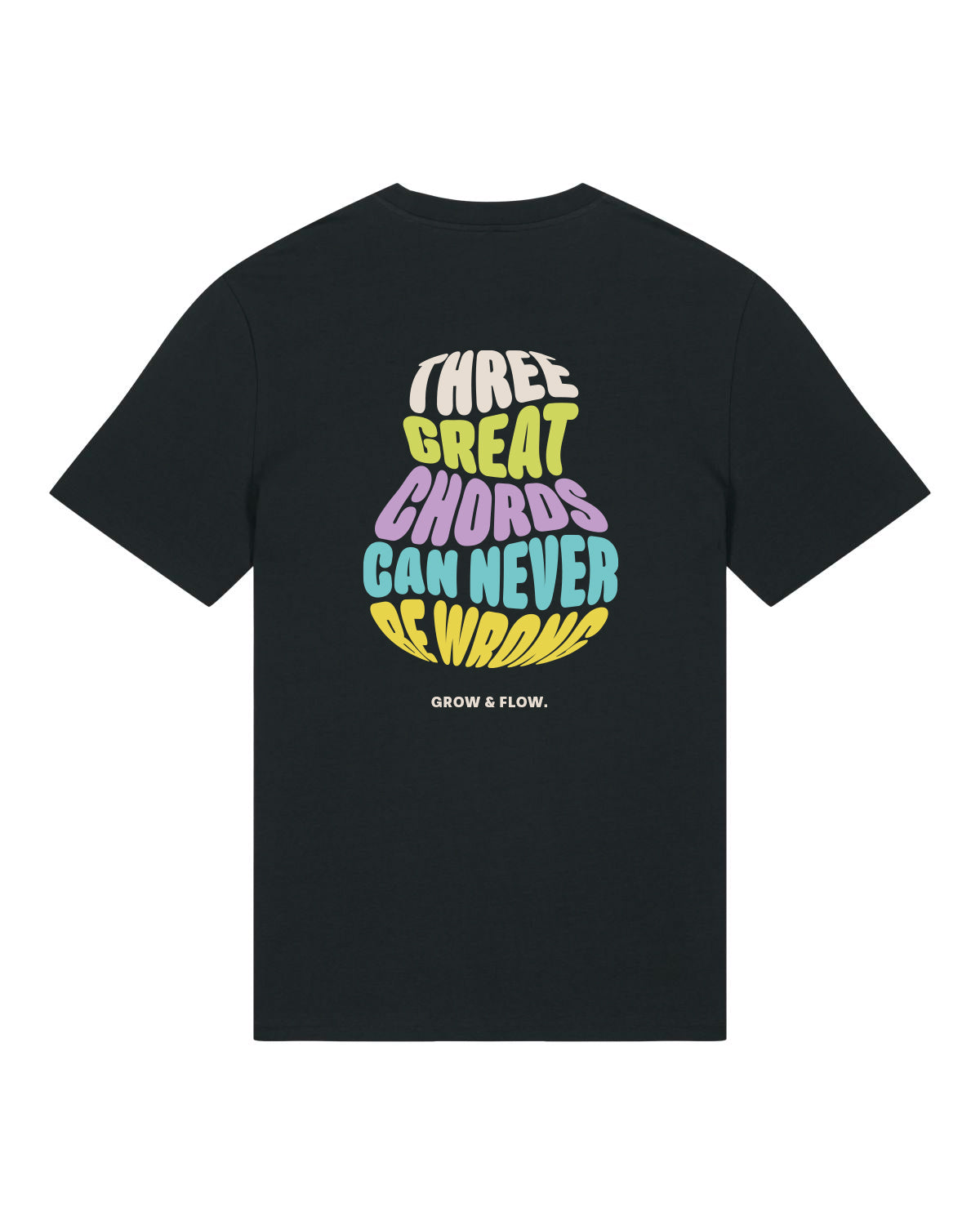BIO T-SHIRT MIT BACKPRINT "THREE GREAT CHORDS."