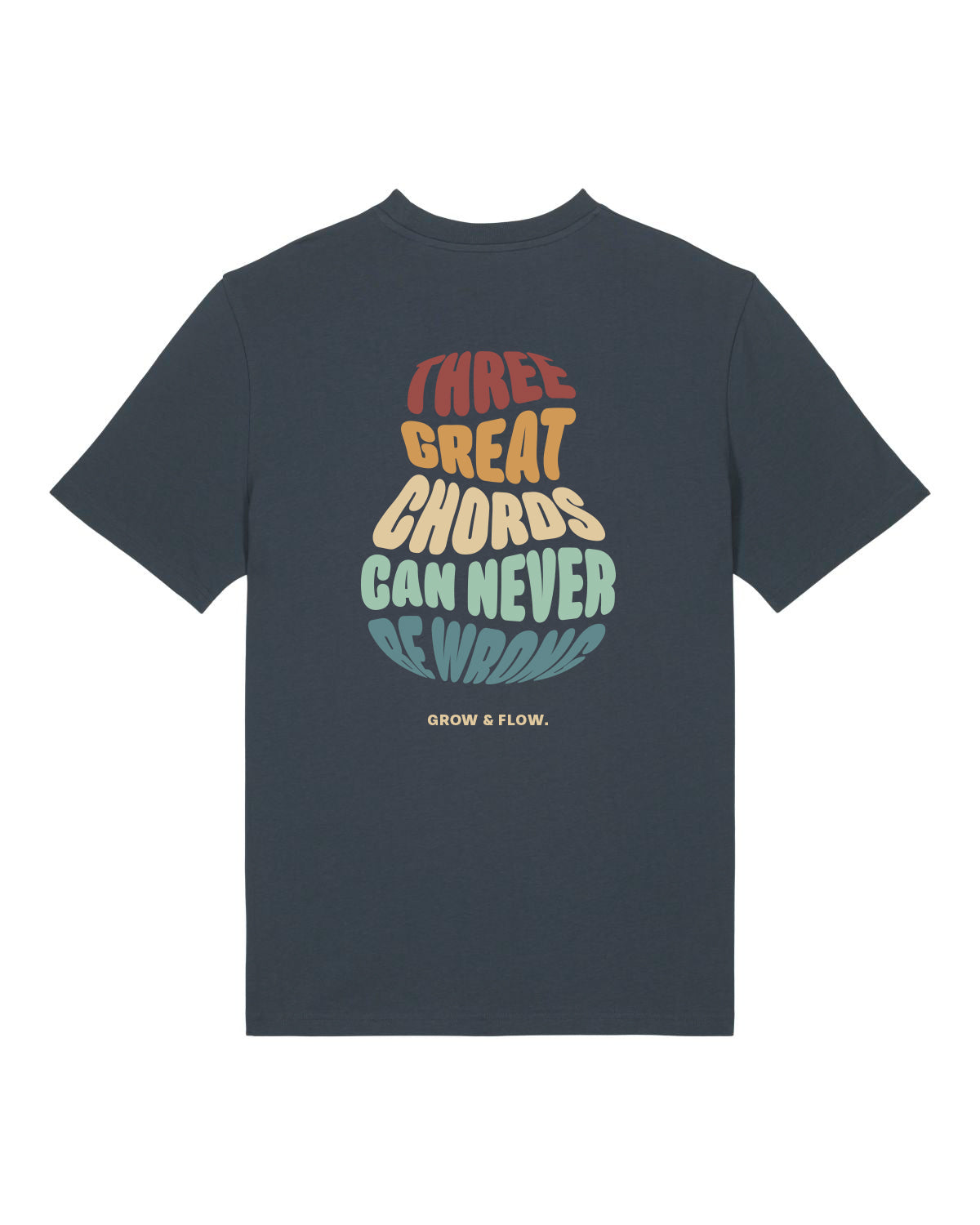 BIO T-SHIRT MIT BACKPRINT "THREE GREAT CHORDS."