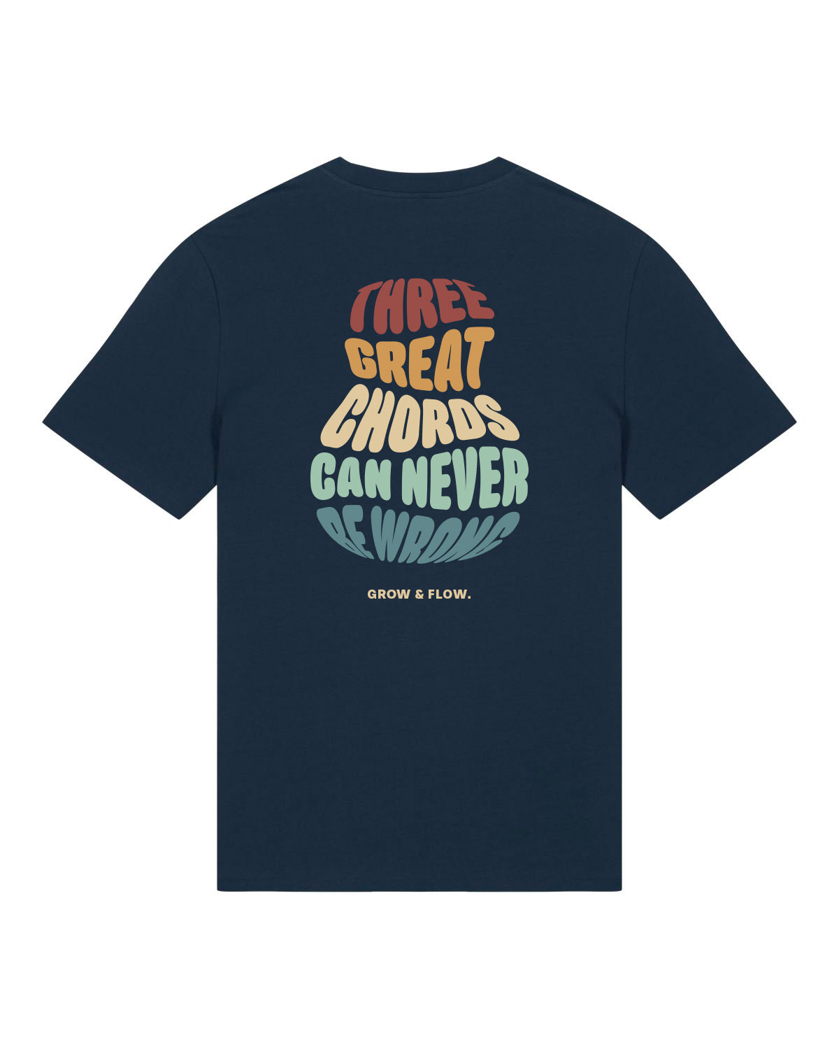 BIO T-SHIRT MIT BACKPRINT "THREE GREAT CHORDS."