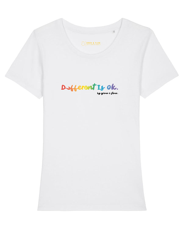 BIO-LADIES T-SHIRT ANLIEGEND "DifferentIsOk.2023."