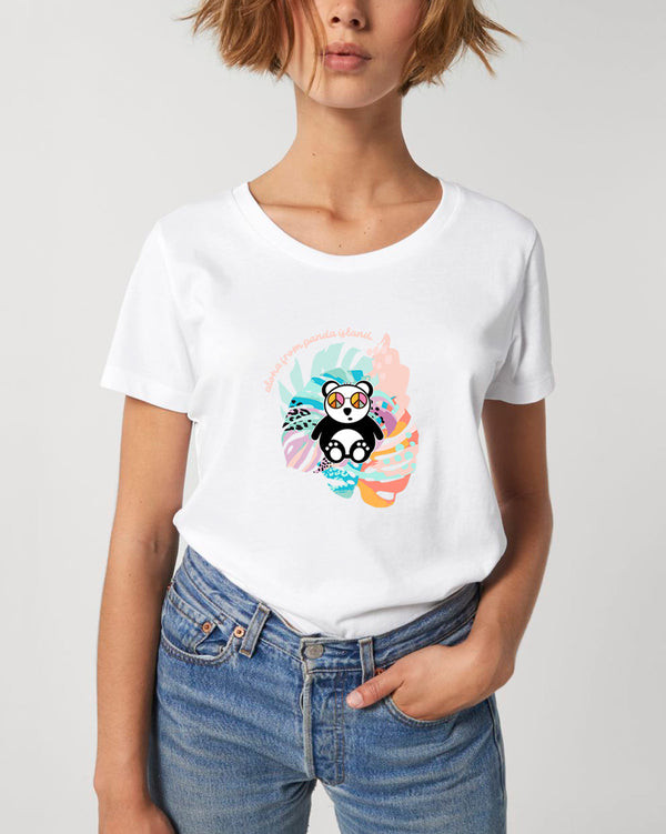 BIO-LADIES T-SHIRT ANLIEGEND "LOVE. PANDA. PEACE."