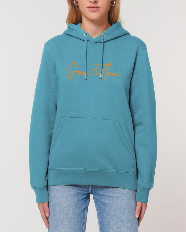BIO HOODIE "HORIZON. SIGNED. ORANGE."