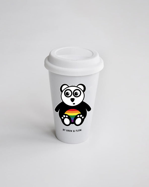 COFFEE-TO-GO BECHER INKL. SILIKONDECKEL "PRIDE. PANDA. WHITE."