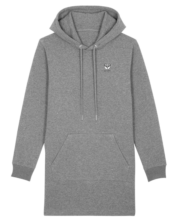 LADIES BIO HOODIE-KLEID MIT KAPUZE "PURE. PANDA. HEAD."