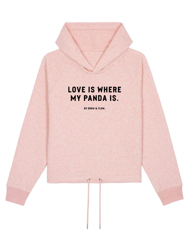 KURZER BIO-LADIES KAPUZENSWEAT "LOVE. PANDA. 2023."