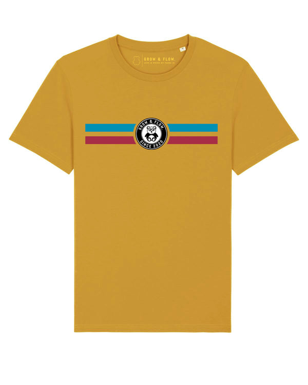 BIO PREMIUM T-SHIRT "GROW & FLOW. PANDA. STRIPES."