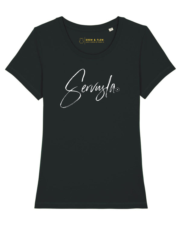 BIO-LADIES T-SHIRT ANLIEGEND "SERVUSLA."