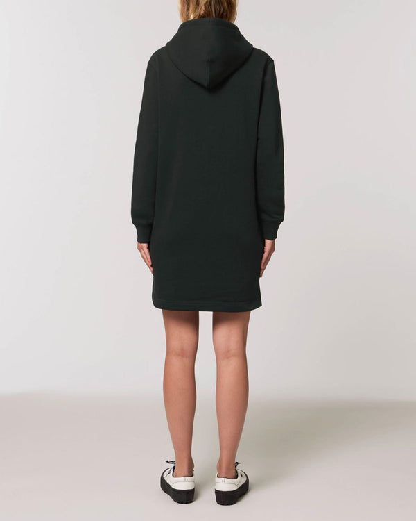 LADIES BIO HOODIE-KLEID MIT KAPUZE "PANDA ON TV."