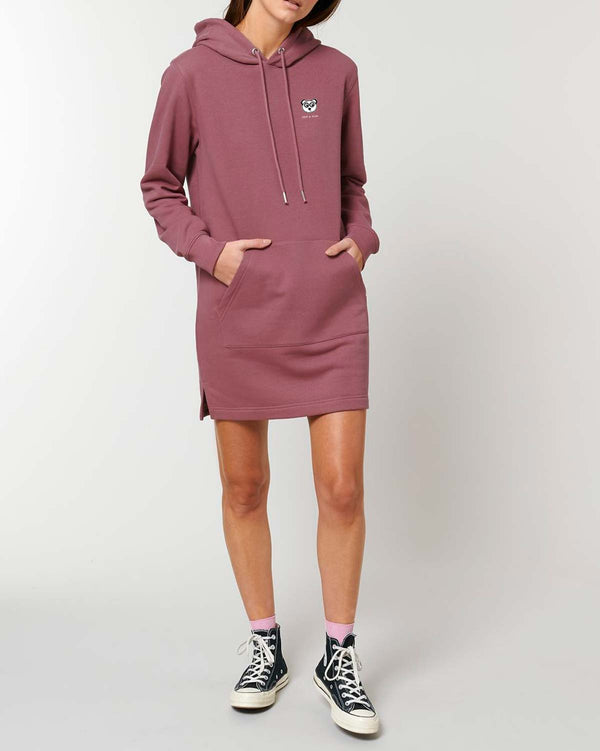 LADIES BIO HOODIE-KLEID MIT KAPUZE "PURE. PANDA. HEAD."